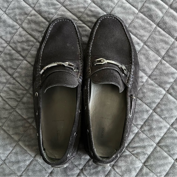 HUGO BOSS Penny Loafers Men 7 Shoes Black Suede - Picture 6 of 15